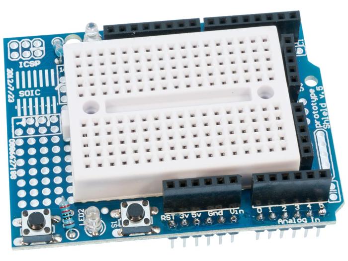 Prototypkort för Arduino UNO R3/R4 med kopplingsdäck @ electrokit (1 av 3)