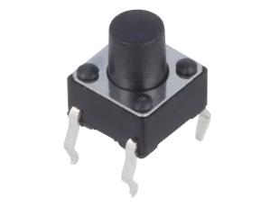 Taktil omkopplare PCB 6x6x7mm svart @ electrokit