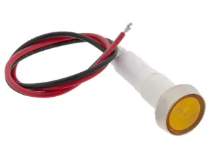 Panelindikator 12V AC/DC &oslash;10mm orange med kabel @ electrokit