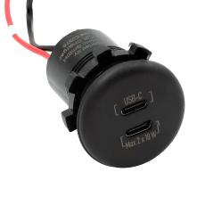 Flush mount charging socket 2x USB-C 2x18W 12-24V black @ electrokit