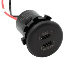 Inf&auml;llt ladduttag 2x USB-C 2x18W 12-24V svart @ electrokit