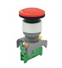 N&ouml;dstopp &oslash;22mm 1-pol NO 230VAC / 3A IP65 @ electrokit