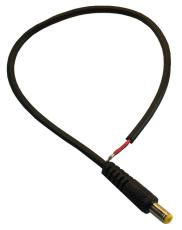 DC-kabel 2.1/5.5mm hane till open end 0.3m svart @ electrokit