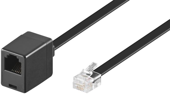 RJ12 modular signal- och telekabel 3m svart förlängning @ electrokit (1 av 1)