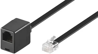RJ12 modular signal- och telekabel 3m svart förlängning @ electrokit