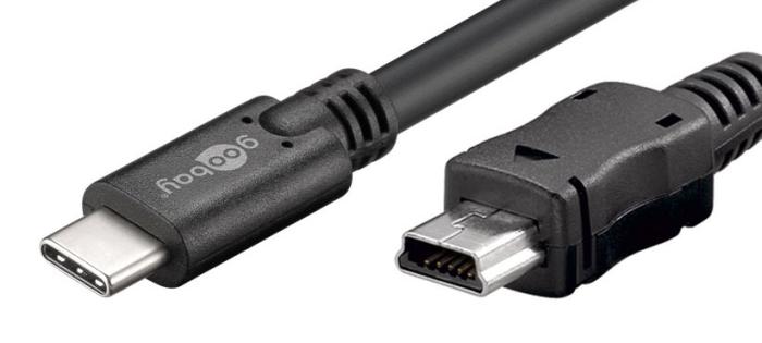 USB-C kabel till USB 2.0 mini-B 0.5m @ electrokit (2 av 3)