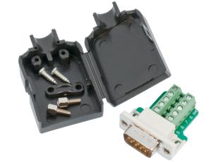 Connector DB8 male D-SUB terminal block + enclusure @ electrokit