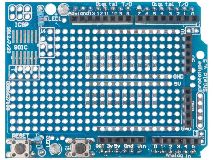 Prototypkort för Arduino UNO R3/R4 med kopplingsdäck @ electrokit (3 av 3)