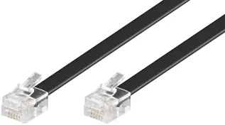 RJ12 modular signal- och telekabel 10m svart @ electrokit