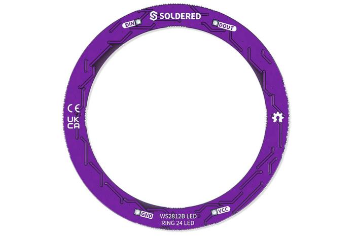 Addressable RGB LED ring with 24 LEDs ø67mm - WS2812B @ electrokit (3 of 3)