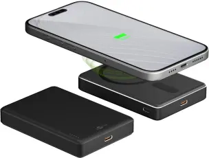 Power bank 10000 mAh USB-C PD magnetic wireless charging @ electrokit