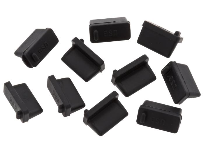 Dust cover USB-A black 10-pack @ electrokit (1 of 1)