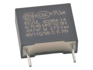X2 capacitor 47nF 275VAC 10mm @ electrokit