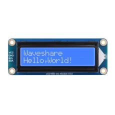 LCD 2x16 tecken vit/bl&aring; 3.3/5V - I2C @ electrokit