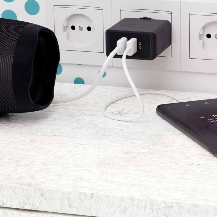 USB snabbladdare QC 3.0 28W svart @ electrokit (3 av 4)