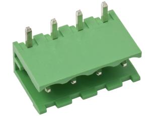 PCB angled male pin header 5.08mm 4-pin 300V 10A @ electrokit