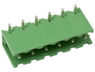 PCB angled male pin header 5.08mm 6-pin 300V 10A @ electrokit