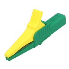 Safety Crocodile Clip 4mm yellow/green @ electrokit
