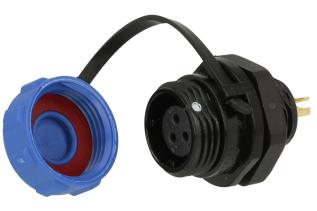 Waterproof connector 3-pole female chassis IP68 @ electrokit