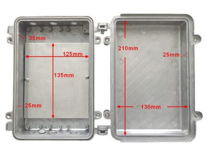 Aluminiumlåda gjuten IP67 235x155x75mm @ electrokit (6 av 8)