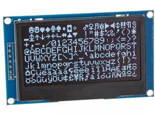 LCD OLED 2.42" 128x64px SPI/I2C vit @ electrokit
