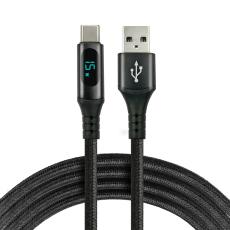 USB-A-till USB-C laddkabel med effektm&auml;tare 15W 1.0m @ electrokit