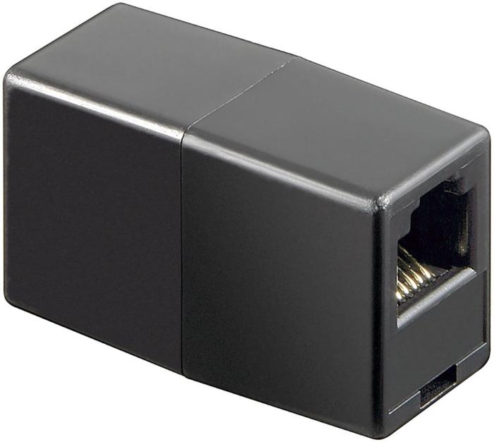 RJ12 modularadapter svart rak @ electrokit (1 av 1)