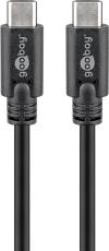 USB-C kabel USB 3.2 Gen1 60W 0.5m svart @ electrokit