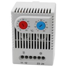 Dubbel termostat NC+NO DIN-montering 250VAC 10A @ electrokit