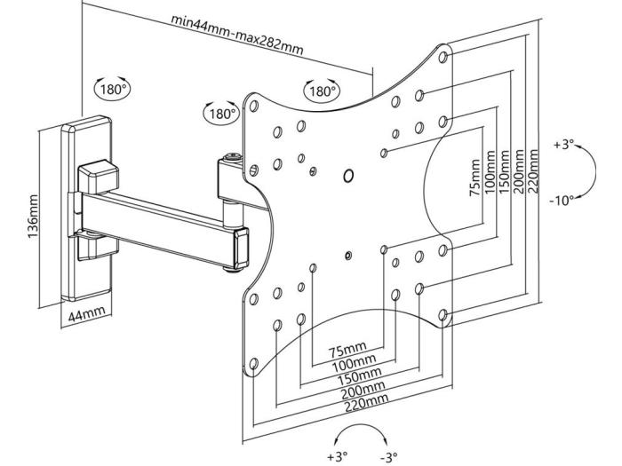 Vägfäste för monitor vinklingsbar VESA @ electrokit (4 av 4)