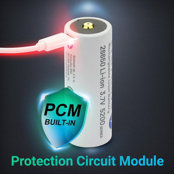 Batteri Li-Ion 26650 3.7V 5200mAh inbyggd USB-laddare @ electrokit (7 av 7)
