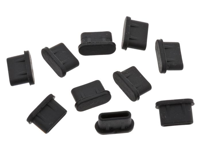 Dust cover USB-C black 10-pack @ electrokit (1 of 1)