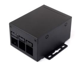 Rymlig inbyggnadslåda för Raspberry Pi 5 - svart metall @ electrokit