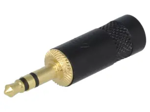 3.5mm hane 3-pol stereo metall svart @ electrokit