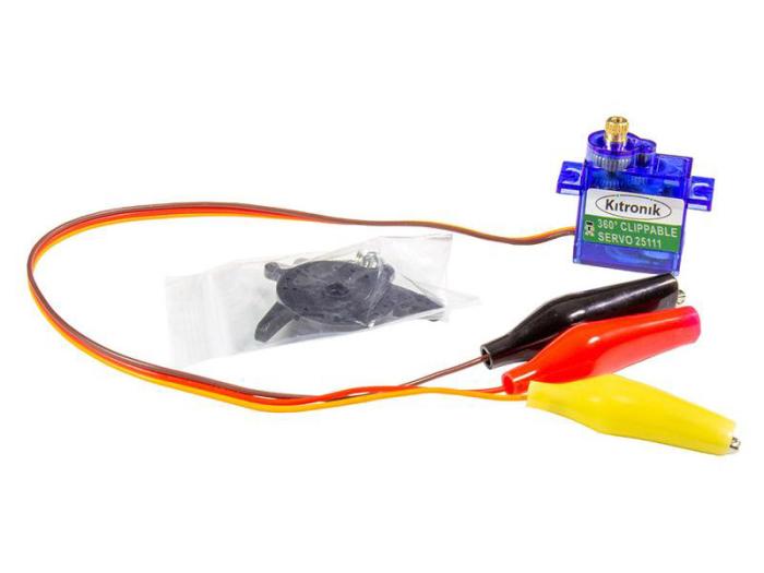 Analogt mikro-servo 1.3kg 80RPM 360°, med klämmor @ electrokit (2 av 3)