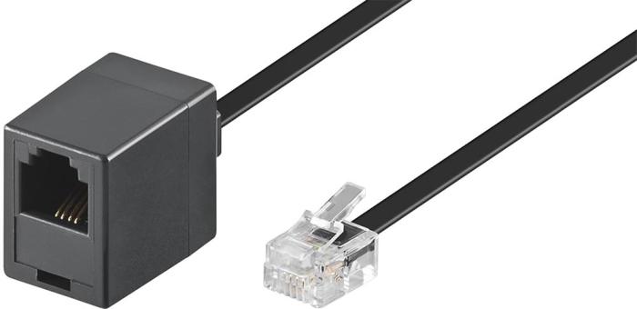 RJ11 modular signal- och telekabel 3m svart förlängning @ electrokit (1 av 1)