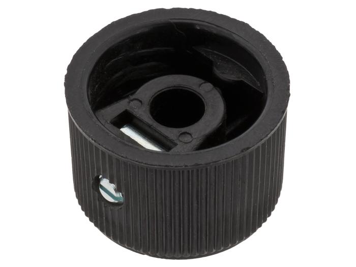 Ratt svart plast/aluminium ø24.3x16mm stoppskruv @ electrokit (2 av 2)