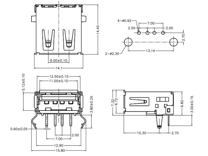 USB-A female PCB angled @ electrokit (3 of 3)