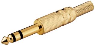 6.3mm male 3-pin stereo gold @ electrokit