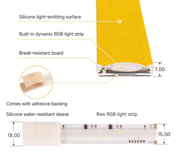 RGBCW COB LED-strip 5m WS2812B 1428LED/m 26W/m 24V @ electrokit (7 of 10)