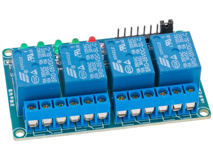 Reläkort x4 5V opto-isolerat aktiv låg @ electrokit (4 av 4)