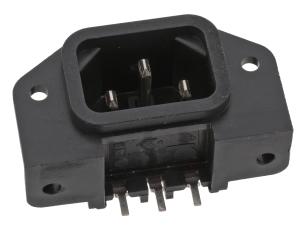Mains inlet IEC C14 10A 250VAC PCB angled @ electrokit