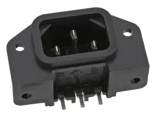 Apparatintag C14 10A 250VAC PCB vinklad @ electrokit