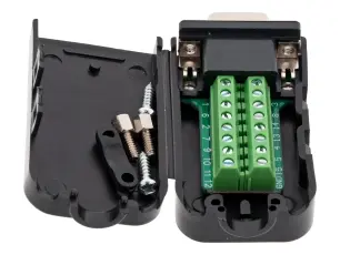 Kontakt DB15 hona D-SUB skruvplint + k&aring;pa @ electrokit