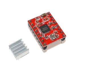 Stegmotordrivare A4988 med stiftlist och kylfl&auml;ns @ electrokit