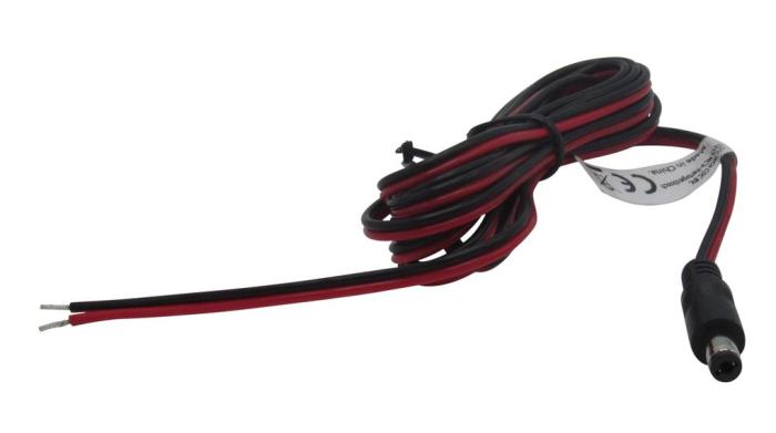 DC cable 2.1/5.5mm male to open end 2m black/red @ electrokit (1 of 1)