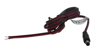DC-kabel 2.1/5.5mm hane till open end 2m svart/röd @ electrokit