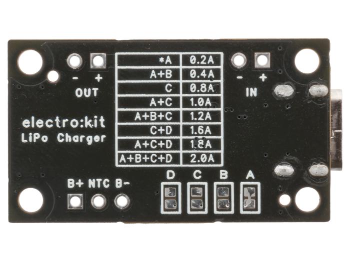 USB-C laddarmodul för Li-Ion/LiPo 0.2-2A JST @ electrokit (3 av 9)