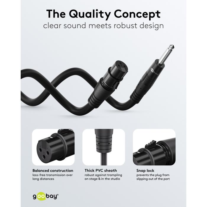 Balanserad kabel XLR hona till 6.3mm TRS hane 2m @ electrokit (5 av 6)