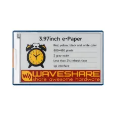 3.97" E-papper 800x400px HAT r&ouml;d/gul/svart/vit f&ouml;r Raspberry Pi @ electrokit